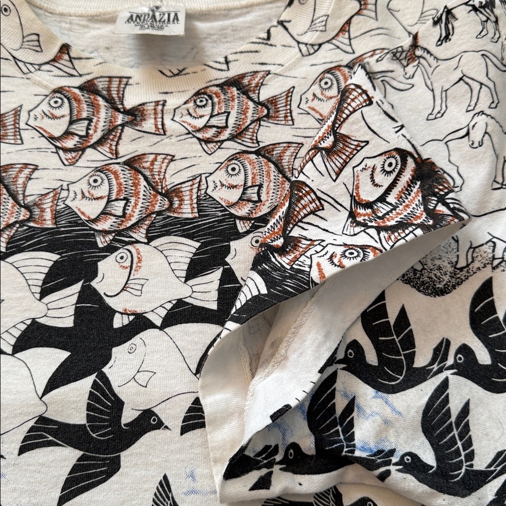 Early 1990’s M.C. Escher AOP Vintage Single Stitch T-Shirt Andazia - Picture 9 of 16